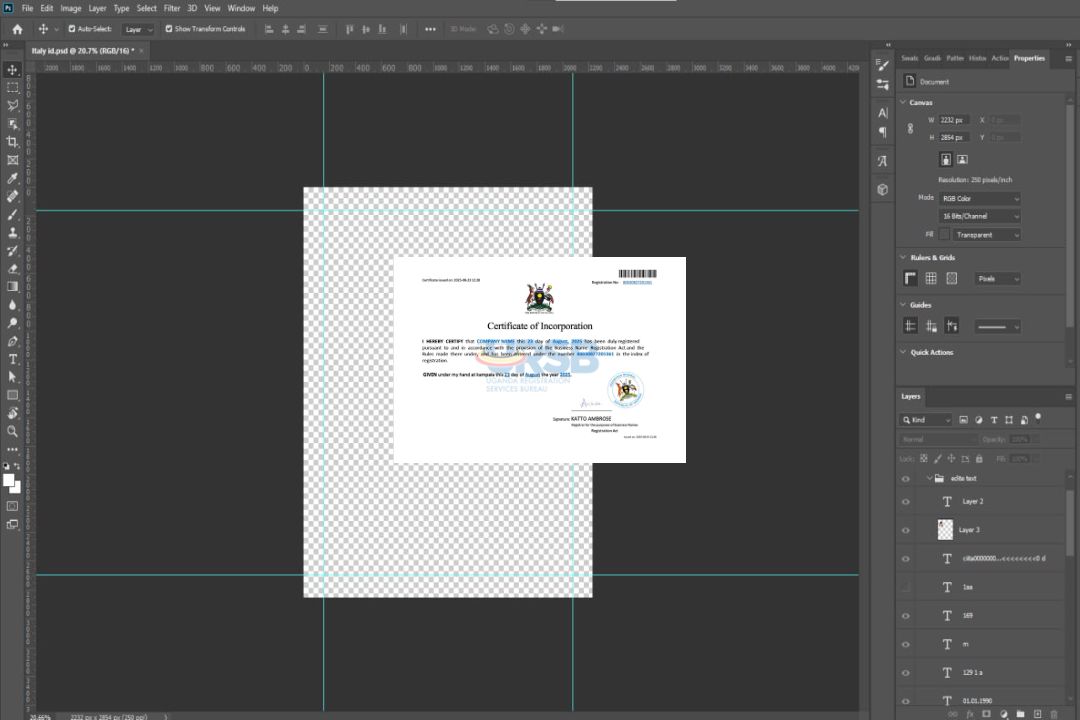 Modèle Word et PDF de certificat de constitution de société en Ouganda template Modèle Word et PDF de certificat de constitution de société en Ouganda template